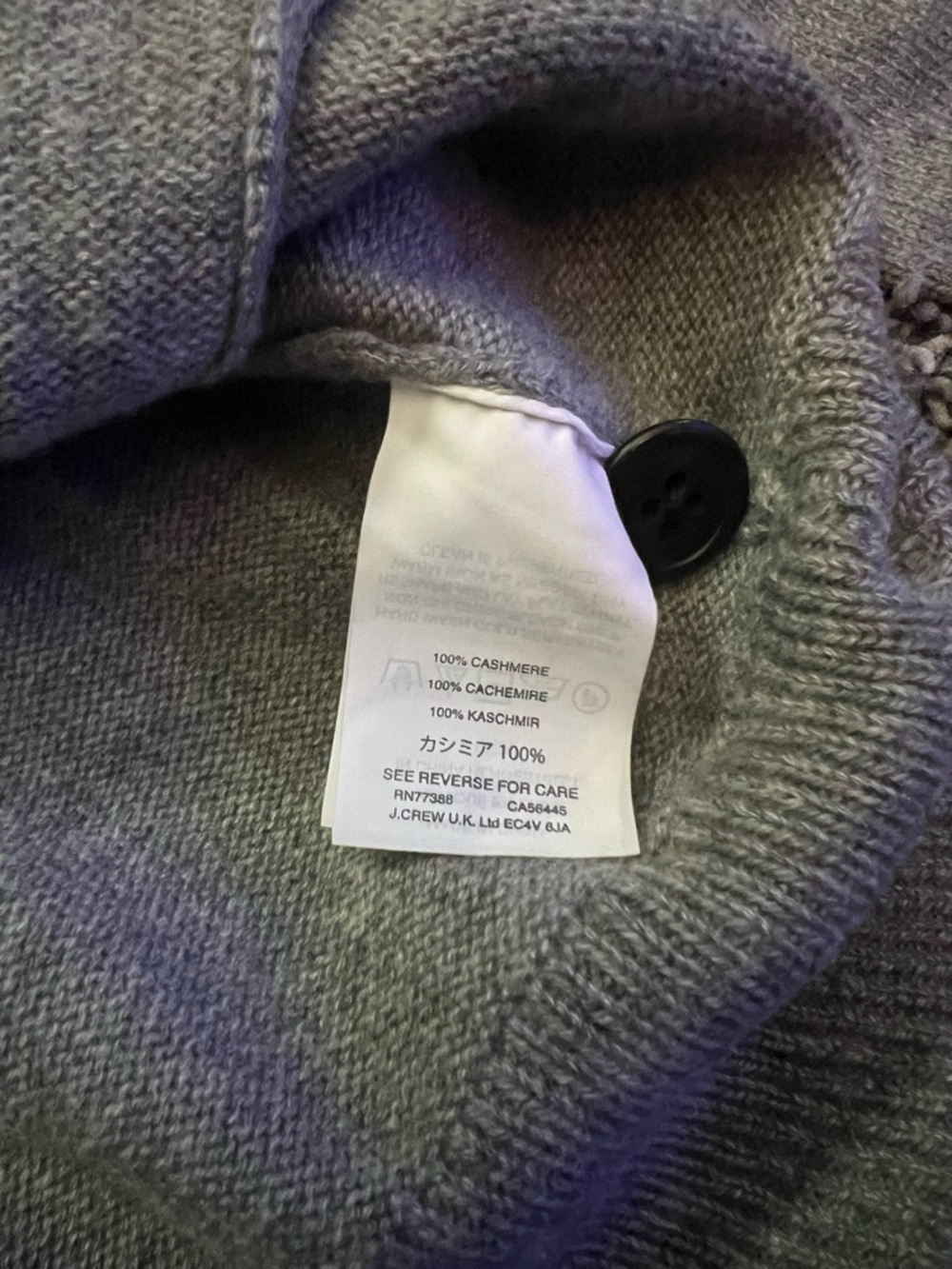 J. Crew Men's Heather Gray Button Cardigan 100% Italian Cashmere Yarn - Picture 5 of 6